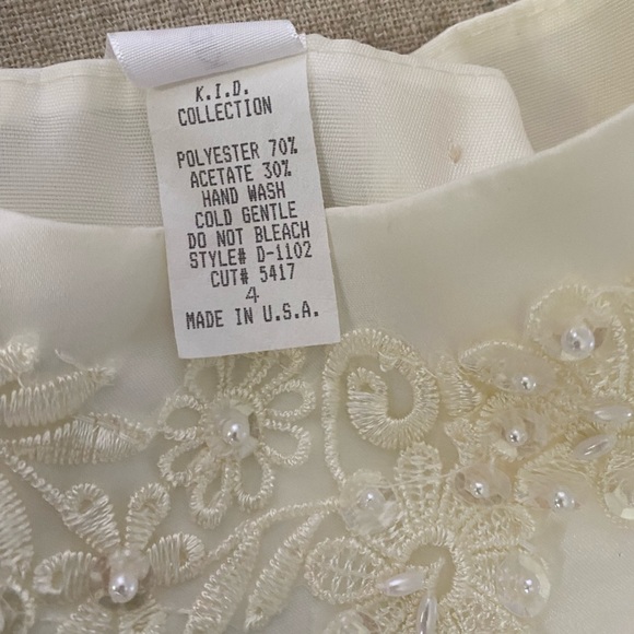 Kid Collection Ivory Flower Girl Dress SZ 4 - Picture 6 of 11